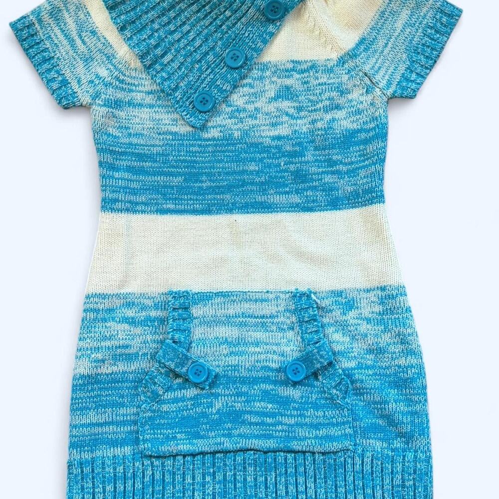 Blue & White Vintage Dollhouse Knit Mini Dress